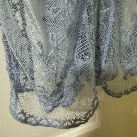 NWT: LC Lauren Conrad Crocheted Lace Flowered Blue Sheer Kimono Duster - Picture 8 of 16